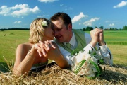 Wedding - on hay
